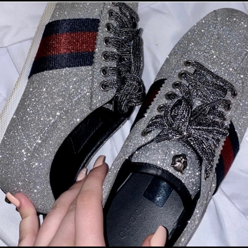 GUCCI Silver Glitter Sneakers